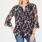 Charter Club Women's Floral Pintuck Top Blue Size X-Large