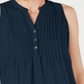 Charter Club Women's Sleeveless Pintuck Blouse Blue Size X-Large