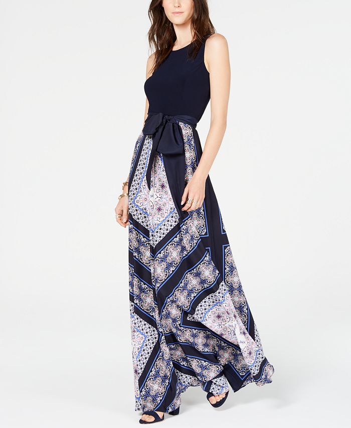 INC International Concepts Women's Belted Maxi Dress Blue Size 0 Petite
