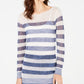 INC International Concepts Women's Striped Open Stitch Sweater White Size Petite