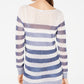INC International Concepts Women's Striped Open Stitch Sweater White Size Petite