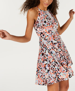 Bar III Women's Dress Abstract Print Halter a Line Black Size 2