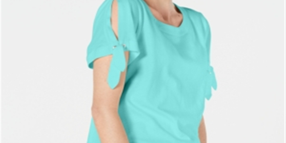 Karen Scott Women's Tie Sleeve Top Blue Size X-Large