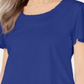 Karen Scott Women's Braided Neck T-Shirt Blue Size Small