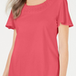 Karen Scott Women's Braided Neck T-Shirt Coral- Size Medium