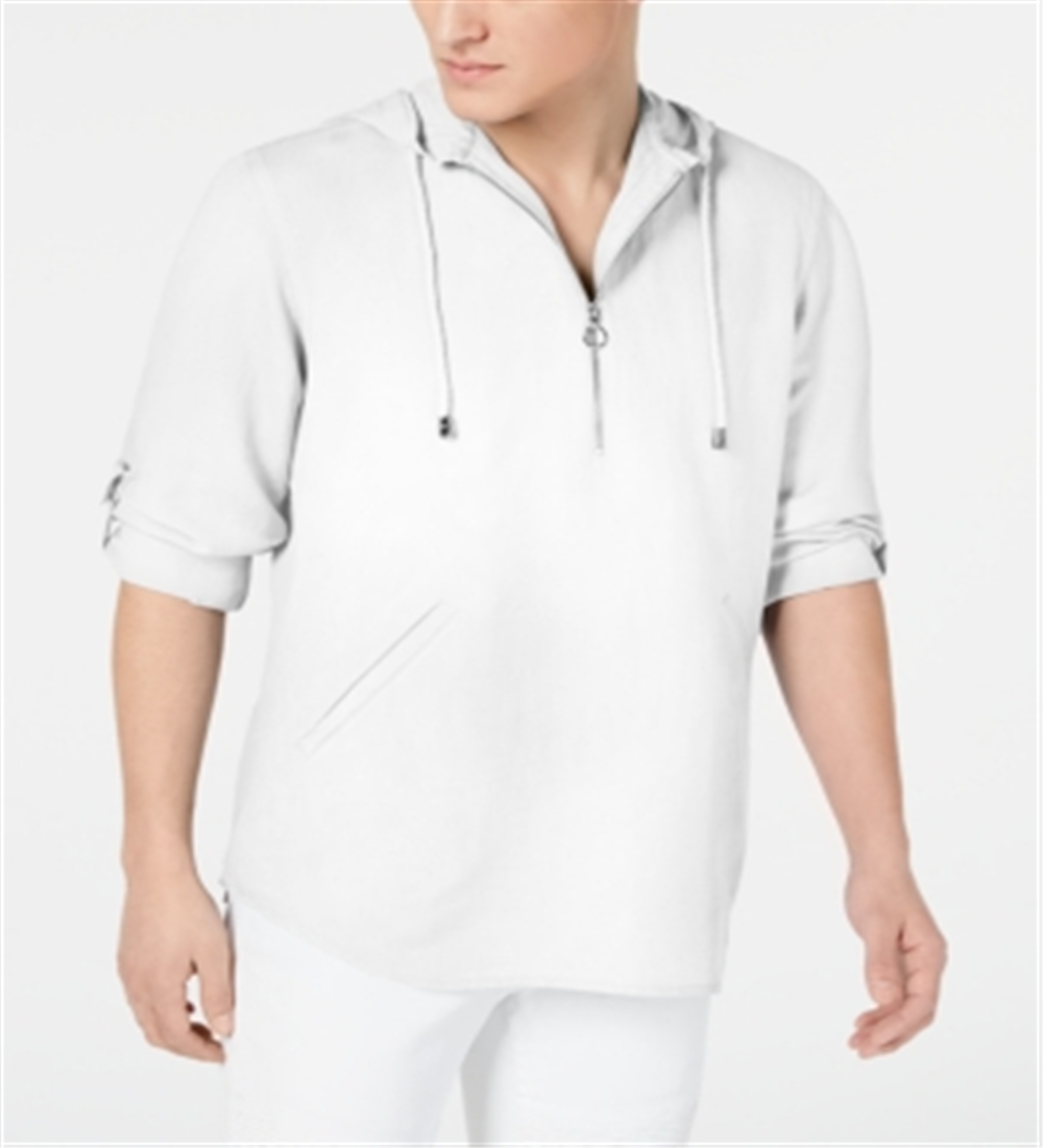INC International Concepts Men's Half Zip Hoodie White Size X-Large
