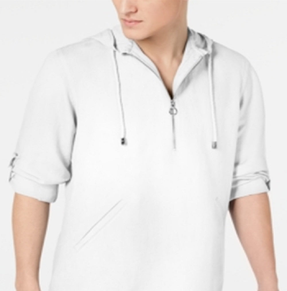 INC International Concepts Men's Half Zip Hoodie White Size X-Large