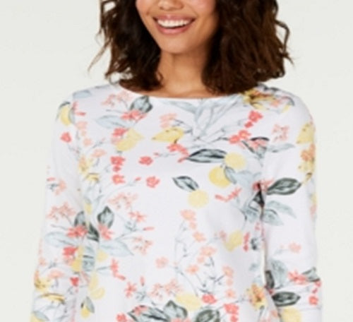 Charter Club Women's Pima Cotton Combo Print Top White Size XX-Large