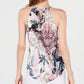 INC International Concepts Women's Floral Sleeveless Halter Top Black Size X-Large