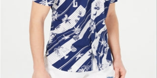 American Rag Men's Woven Collared Button Down Shirt Blue Size Medium