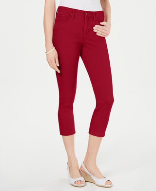 Charter Club Women's Tummy Control Bristol Capri Jeans Red Size 10