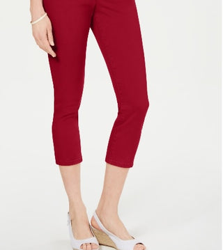 Charter Club Women's Tummy Control Bristol Capri Jeans Red Size 10