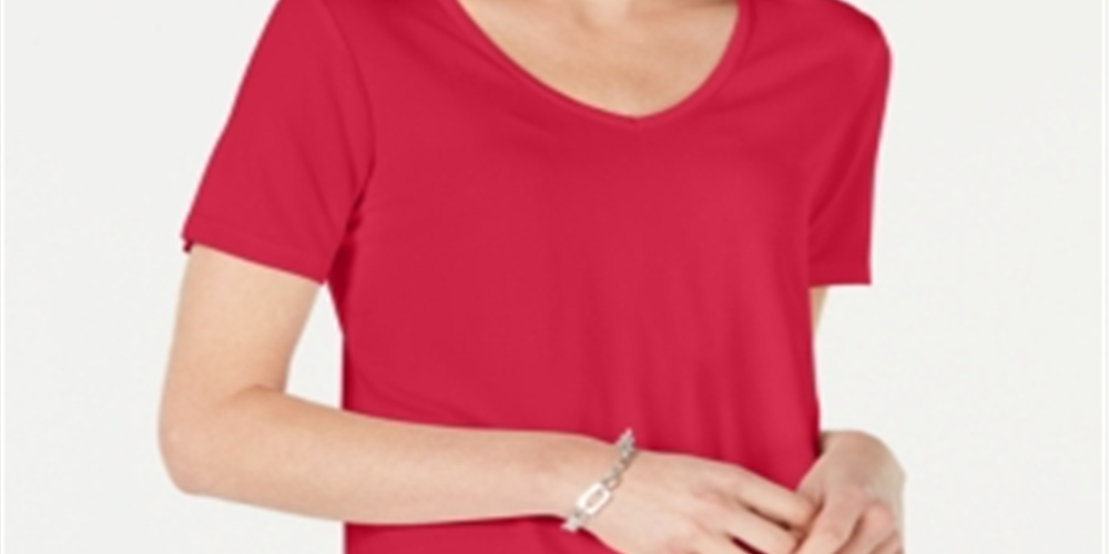 JM Collection Women's Lattice Back V-Neck Top Pink Size Large