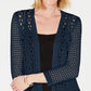 Charter Club Women's Open Stitch Cardigan Completer Sweater Blue Size M