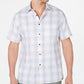 Tasso Elba Men's Stretch Plaid Dobby Shirt White Size Small
