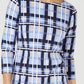 Charter Club Women's Cotton Plaid Boat Neck Top Blue Size Petite Small