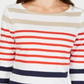 Charter Club Women's Pima Cotton Button Shoulder Striped Top Red Size Petite