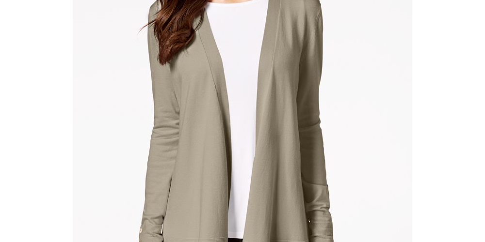 Charter Club Women's Open Front Cardigan Brown Size Medium