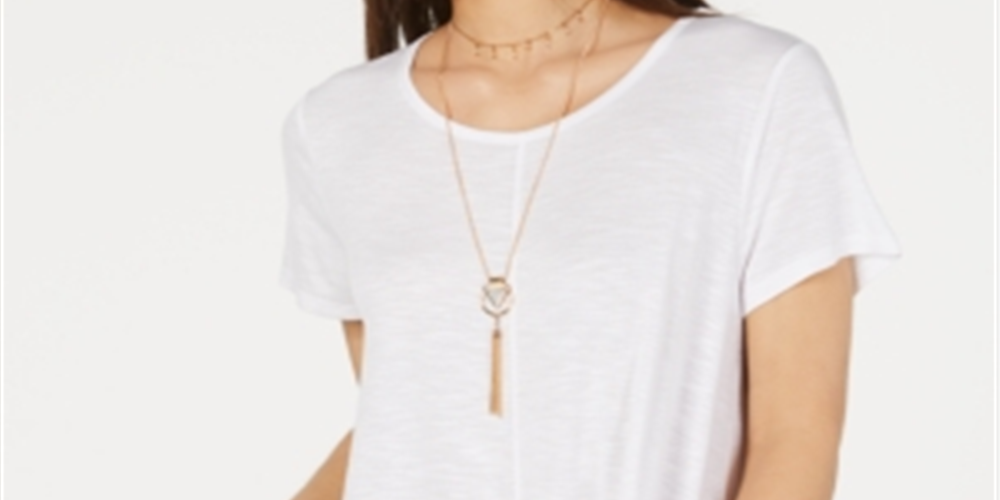 Style & Co Women's Ruffled Hem Top White Size Medium