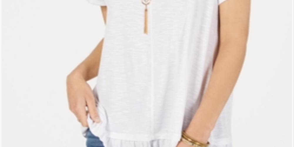 Style & Co Women's Ruffled Hem Top White Size X-Large