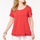 Style & Co Women's Ruffled Hem Top Red Size Small