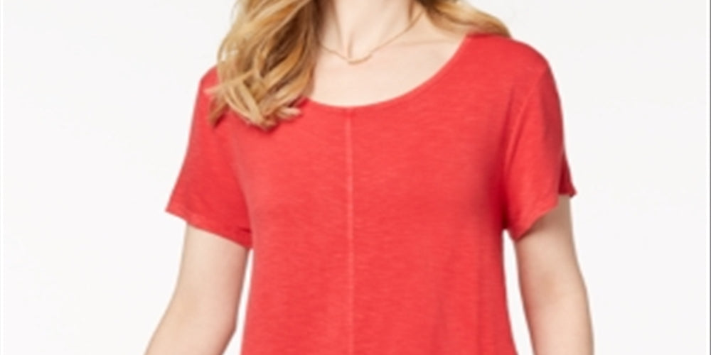 Style & Co Women's Ruffled Hem Top Red Size Small