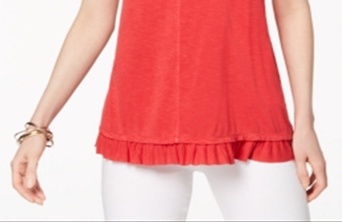 Style & Co Women's Ruffled Hem Top Red Size Medium