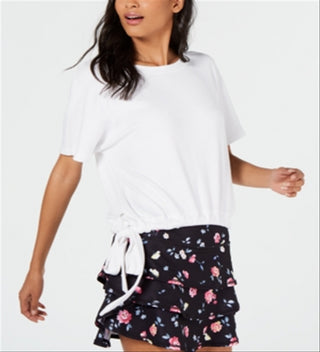 Ideology Women's Tie Hem Ribbed Shirts & TopsWhiteSize M