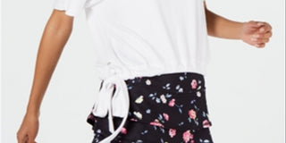 Ideology Women's Tie Hem Ribbed Shirts & TopsWhiteSize M