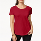 Style & Co Women's V Neck Pocket T-Shirt Red Size Petite