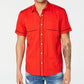 INC International Concepts Men's Kori Snap Front Collared Button Down Shirt Red Size Small