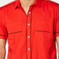 INC International Concepts Men's Kori Snap Front Collared Button Down Shirt Red Size Small