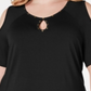 JM Collection Women's Studded Cold Shoulder Top Black Size 3X