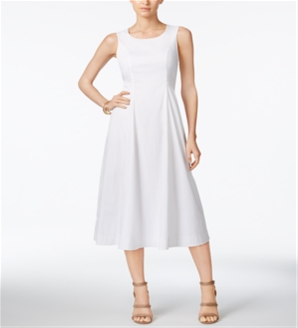 Alfani Women's a Line MIDI Dress White Size 8 Petite