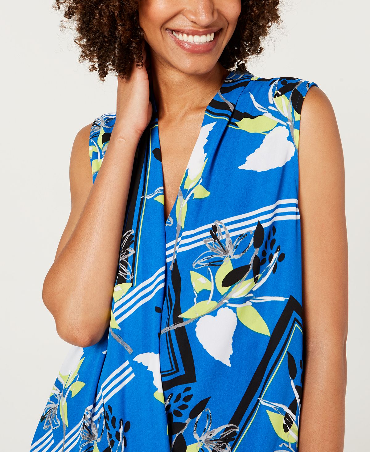 Alfani Women's Plus Surplice Hi-Low Tank Top Blue Size 3X