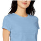 Maison Jules Women's Short Sleeve Crew Neck Hi Lo Top Blue Size Large
