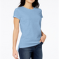 Maison Jules Women's Short Sleeve Crew Neck Hi Lo Top Blue Size Large