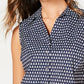 Charter Club Women's Sleeveless Sailboat Print Blouse Blue Size 16