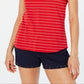 Maison Jules Women's Striped V Neck Top Red Size X-Large