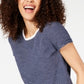 Maison Jules Women's Crewneck Ringer T-Shirt Blue Size Large