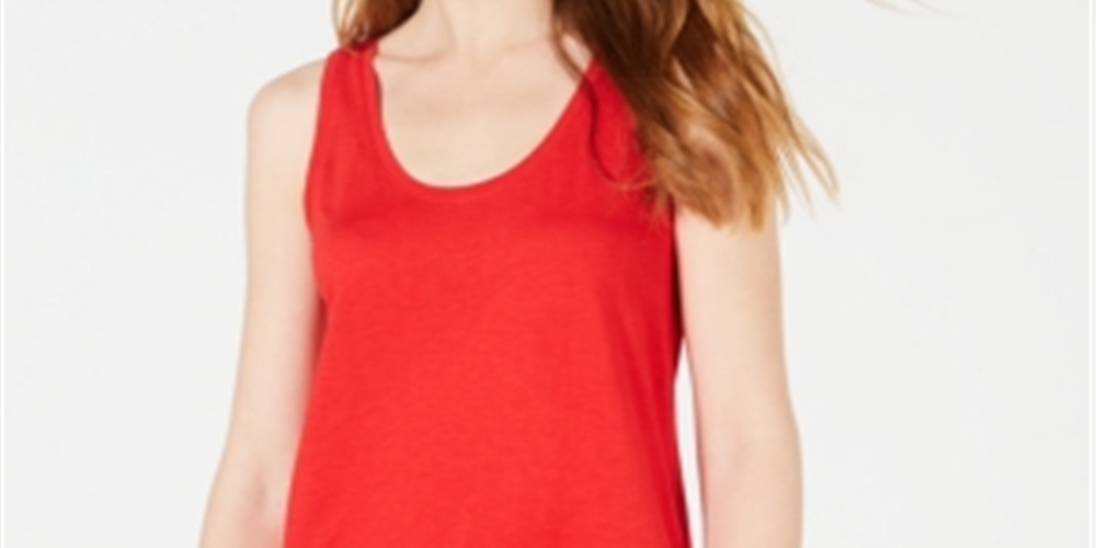 Maison Jules Women's Solid Sleeveless Muscle Tank Red Size XX-Large