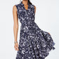 Charter Club Women's Printed a Line Dress Blue Size 8
