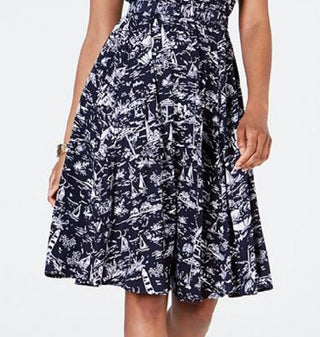 Charter Club Women's Printed a Line Dress Blue Size 8