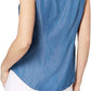 Charter Club Women's Sleeveless Chambray Shirt Blue Size 8
