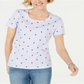 Karen Scott Women's Printed Scoop Neck Top Blue Size Small
