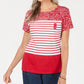 Karen Scott Bandana Striped Scoop-Neck Top Red Size XS