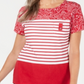 Karen Scott Bandana Striped Scoop-Neck Top Red Size XS