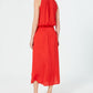 Alfani Women's Satin Smocked MIDI Dress Red Size Large
