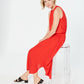 Alfani Women's Satin Smocked MIDI Dress Red Size Large