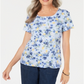 Karen Scott Women's Citrus Craze Floral Print Top Blue Size Petite Small